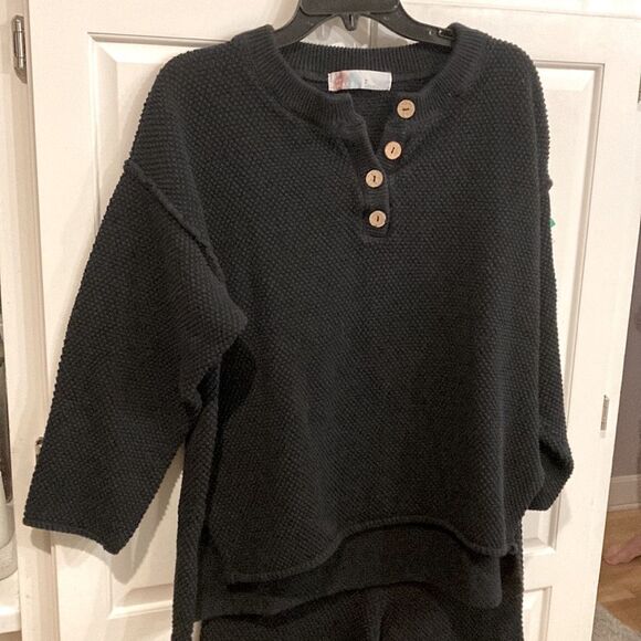 Revolve Free People Beach Hailee Set Black Waffle Knit Thermal Loungewear Medium - Picture 4 of 15